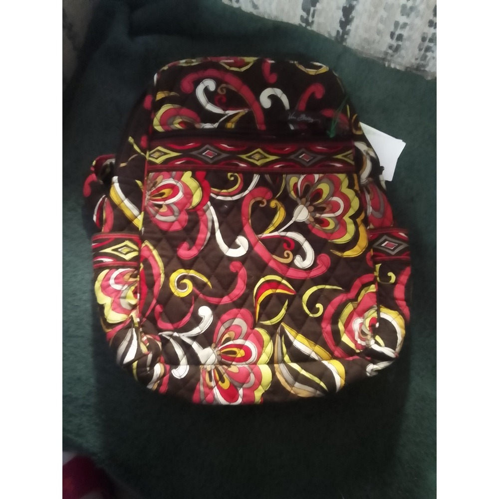Vera Bradley Backpack "Puccini" (retired)  Brown Paisley Quilted Cotton USA 12x9